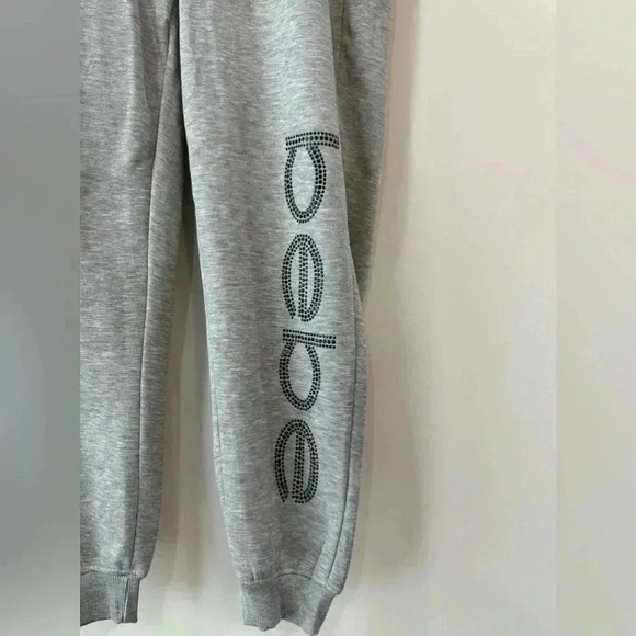 Bebe Sport Heather Grey Rhinestone Graphic Drawstring Sweatpants XL NWT - Picture 3 of 13
